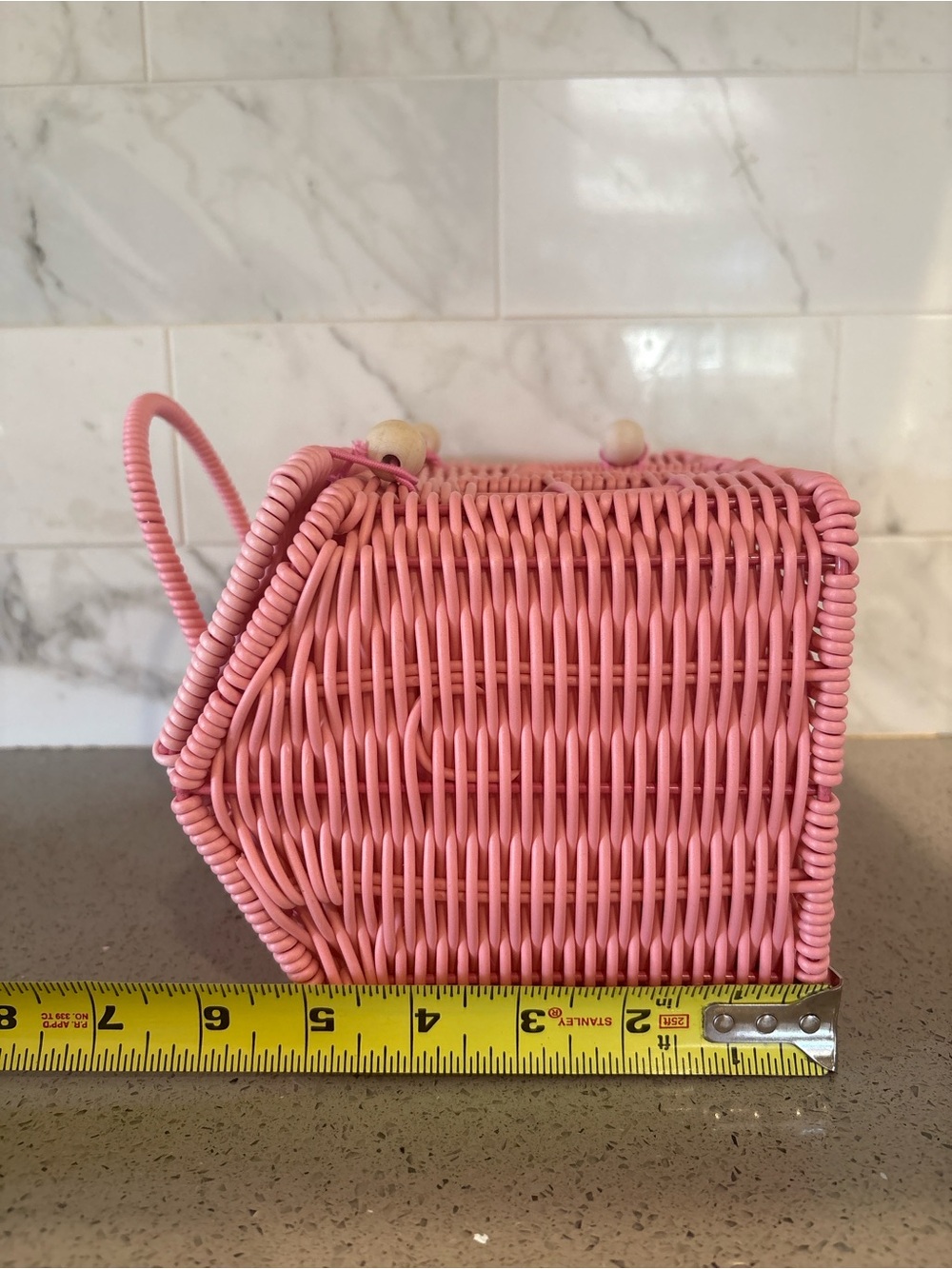 Pink Woven Straw Handbag Tote - Picture 6 of 8
